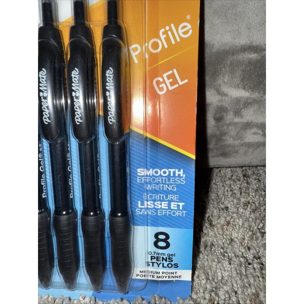 Gel Pen, Profile Retractable Pen, 0.7 mm,‎ Black, 8 Count